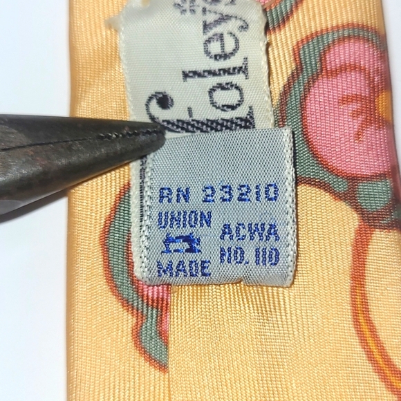 Peter Max Silk Tie Signed Pop Art Vintage Peach Pink Green Floral Pastel Print - Picture 3 of 11